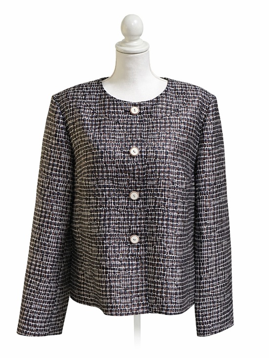 Talbots Jackets & Blazers - 🖤 Talbots Silk Wool Jacket Size 16 XL Black White Gray 🖤 Career Wear